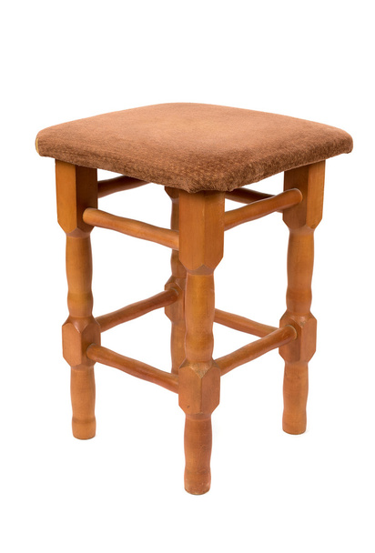 Dřevěná stolička na bílém pozadí - Fotografie, Obrázek