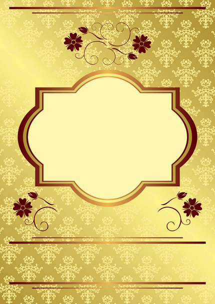 Gouden vector kaart met vintage decoraties - Vector, afbeelding