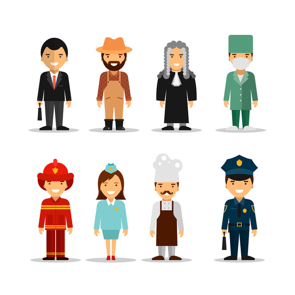 Vector set of different people professions characters. Icons, avatars and design elements in flat style - Vector, afbeelding