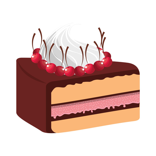 νόστιμο κέικ μερίδα γλυκό εικονίδιο - Διάνυσμα, εικόνα