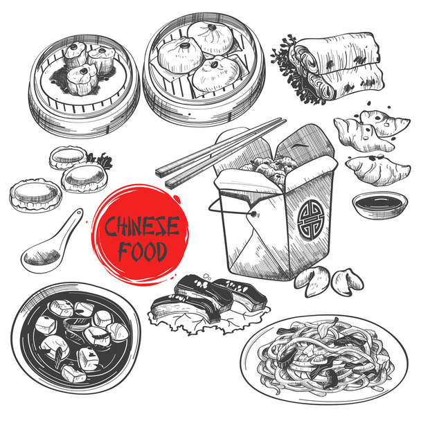 Китайський Невиразна сума блюдо в стилі чорнило - Вектор, зображення