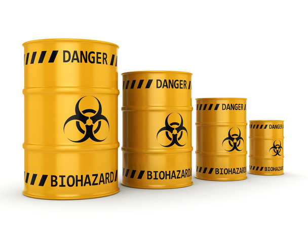 3D rendering biohazard barrels - Foto, imagen