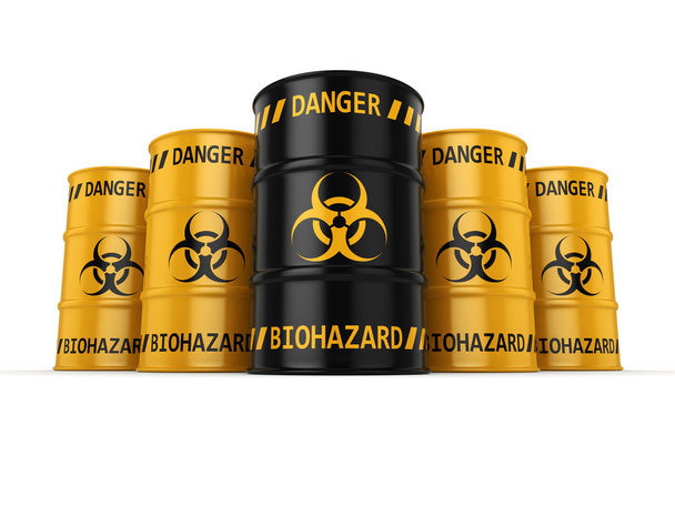 3D rendering biohazard barrels - Foto, Bild