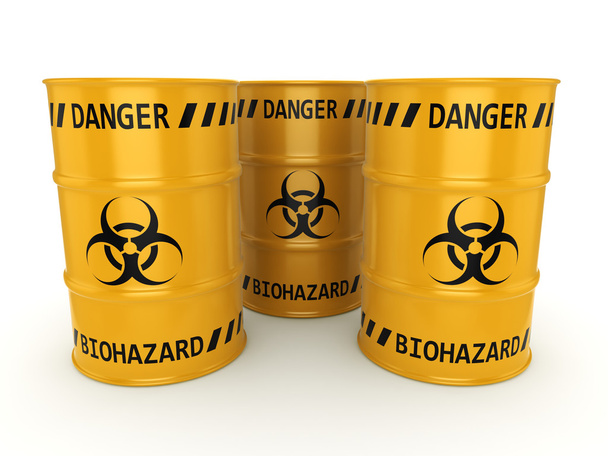 3D rendering biohazard barrels - Fotoğraf, Görsel