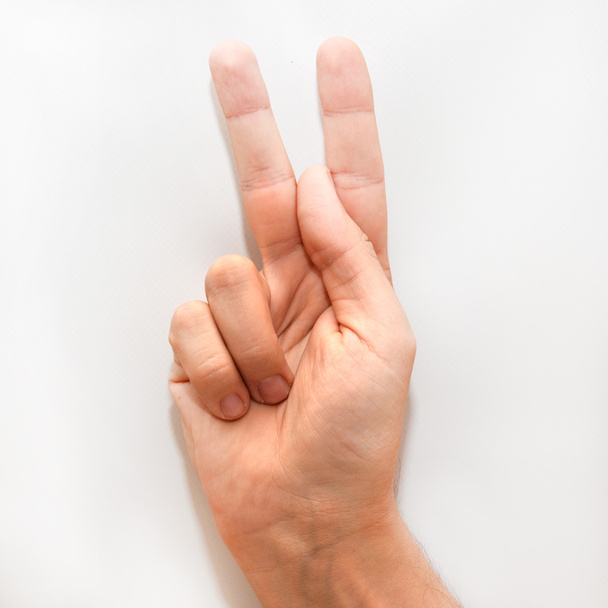 Letter K in American Sign Language (ASL) for deaf people - Photo, Image