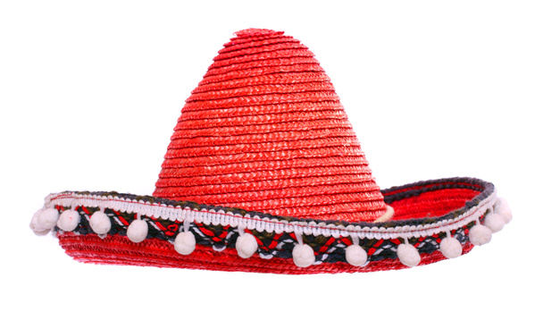 Un sombrero mexicain rouge sur fond blanc
. - Photo, image