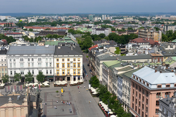 Aerial view of the north-eastern part of the Main Market Square in Krakow. - Foto, Bild