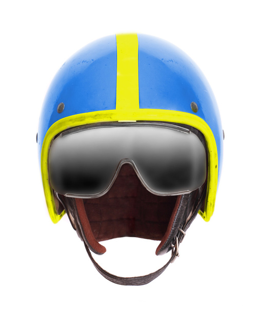Retro pilot helmet with goggles on a white background. - Photo, Image