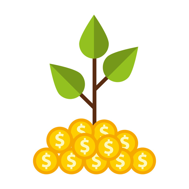 plant with coins money - Vector, Image