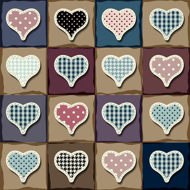 Hearts patchwork pattern - Vektor, Bild