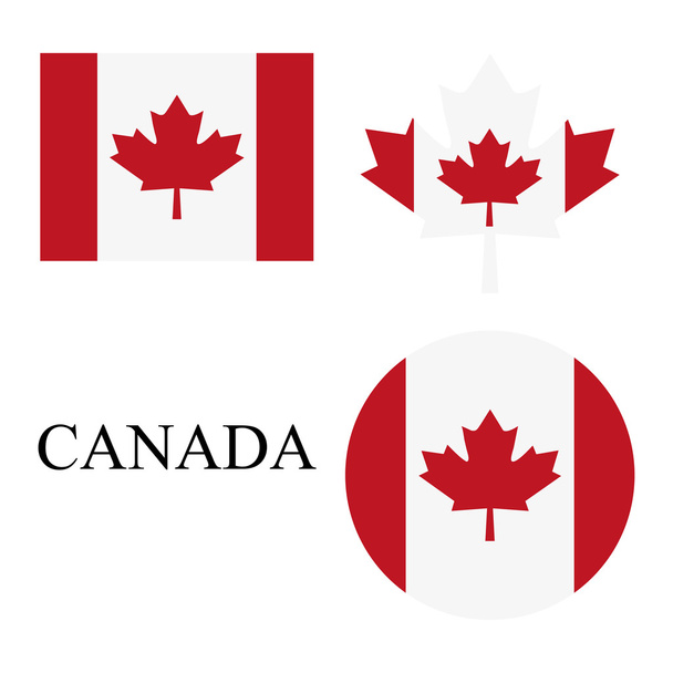 白い背景にカナダ国旗のアイコンを設定します。 - ベクター画像
