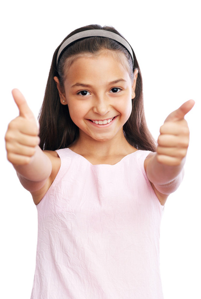 little girl showing thumbs up - Foto, afbeelding