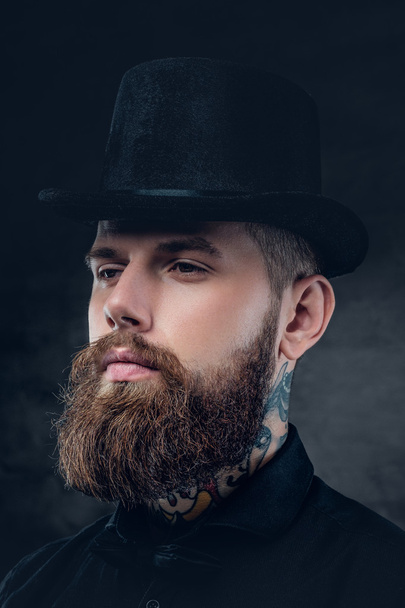 Bearded male with tattooed neck. - Photo, Image