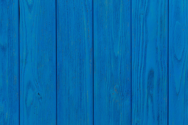 Shabby wooden vertical planks background with copyspace, blue color - Фото, изображение