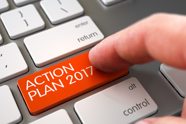 Plan d'action 2017 - Concept de clavier d'ordinateur. 3D
. - Photo, image