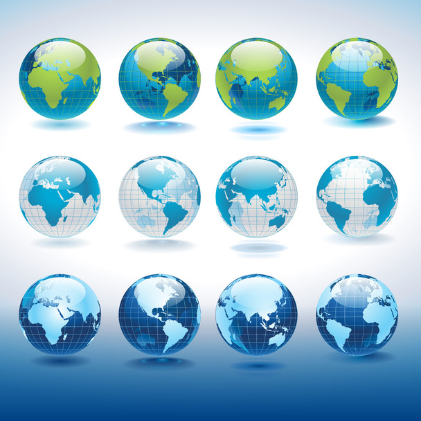 Set of vector globe icons - Vector, Image
