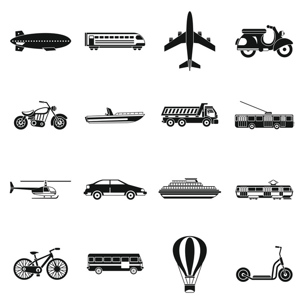 Transport-Symbole gesetzt, einfacher Stil - Vektor, Bild