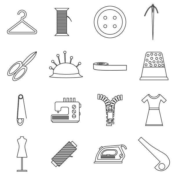 Tailor tools icons set, outline style - Vector, Image