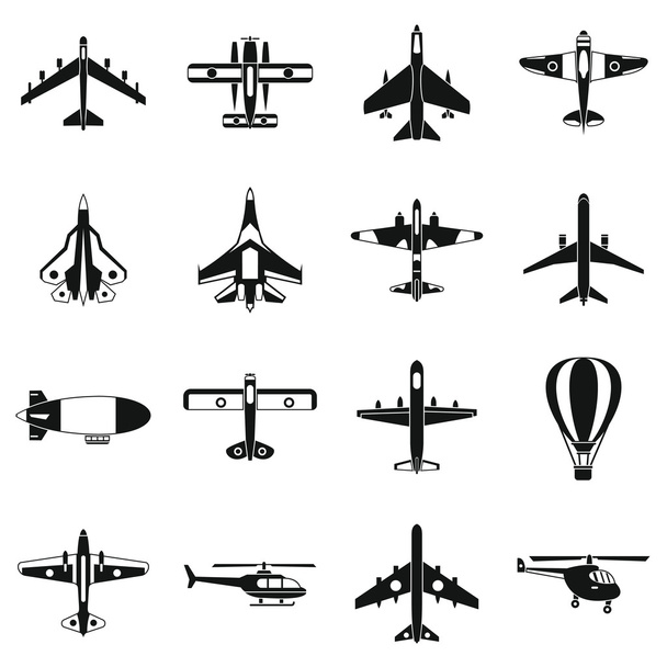 Conjunto de ícones de aviação, estilo simples
 - Vetor, Imagem