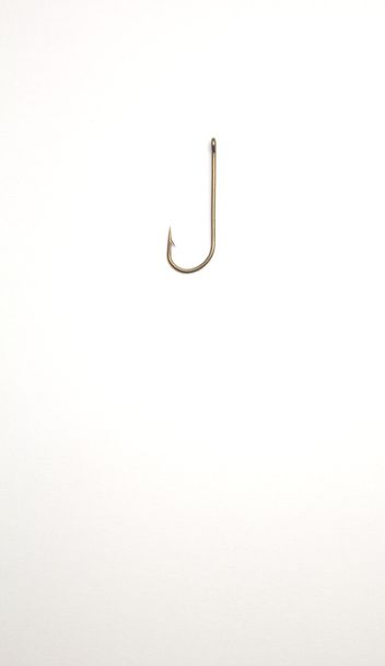 Fishing hook on a white paper background - Foto, imagen