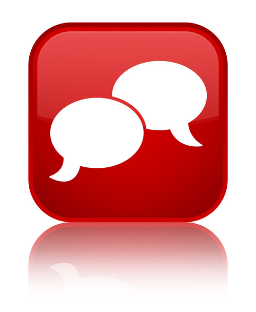 Συνομιλία φούσκα εικονίδιο λαμπερό κόκκινο τετράγωνο κουμπί - Φωτογραφία, εικόνα