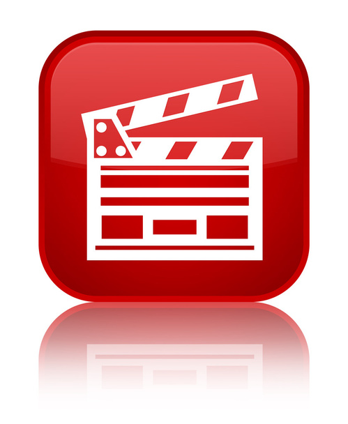 ícone clipe de cinema brilhante botão quadrado vermelho
 - Foto, Imagem
