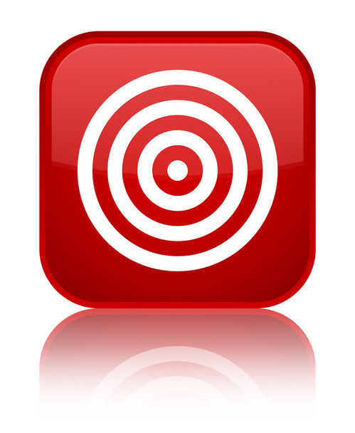 Target icon shiny red square button - Photo, Image