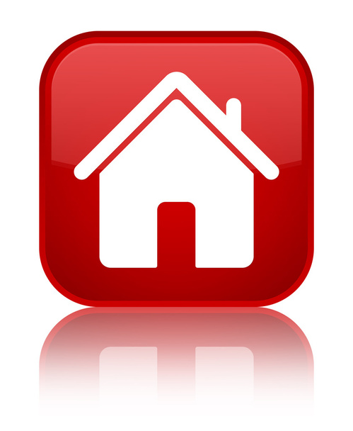 icône de la maison brillant bouton carré rouge
 - Photo, image