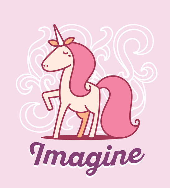 Vector illustration of cute magic standing amazing unicorn with  - Vector, Image