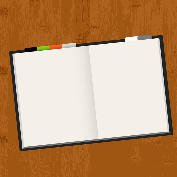 Wooden Table With Notebook - Vector, Image