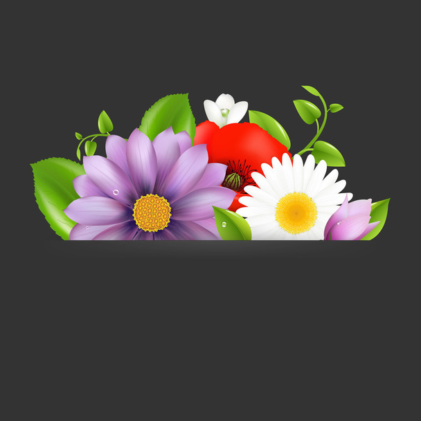 Summer Flowers With Divider - Vector, afbeelding