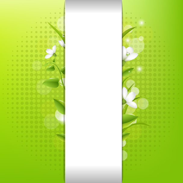 Blank Paper With Leafs And Grass - Vector, Image