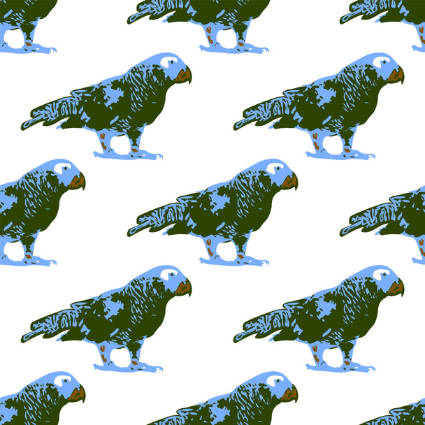 Nature illustration. Post card. Animals from the jungle. Parrot in the zoo. Seamless pattern - Vector, Image