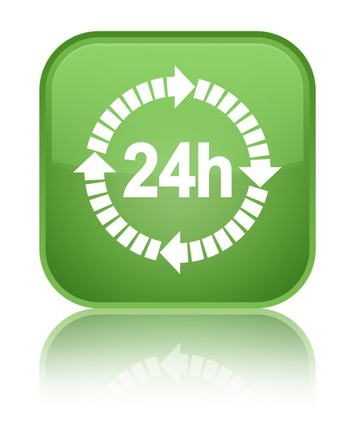 24 godziny dostawy ikony błyszczący miękki zielony przycisk kwadrat - Zdjęcie, obraz