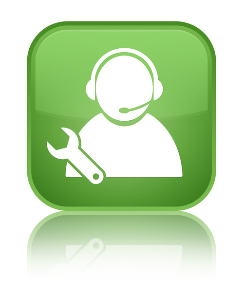 Tech support icon shiny soft green square button - Photo, Image