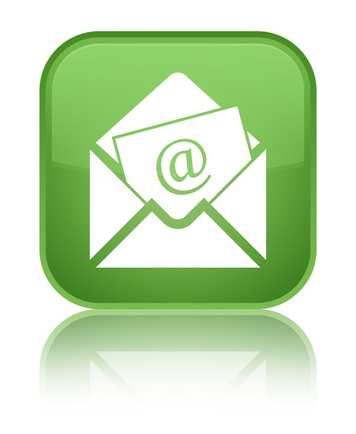 Иконка письма информационного бюллетеня блестящая мягкая зеленая квадратная кнопка
 - Фото, изображение