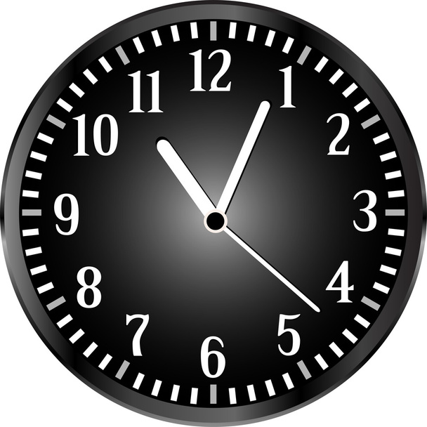 Silver wall clock with black face. vector - Vettoriali, immagini
