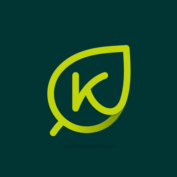 K letter logo in green leaf. - Vector, Image