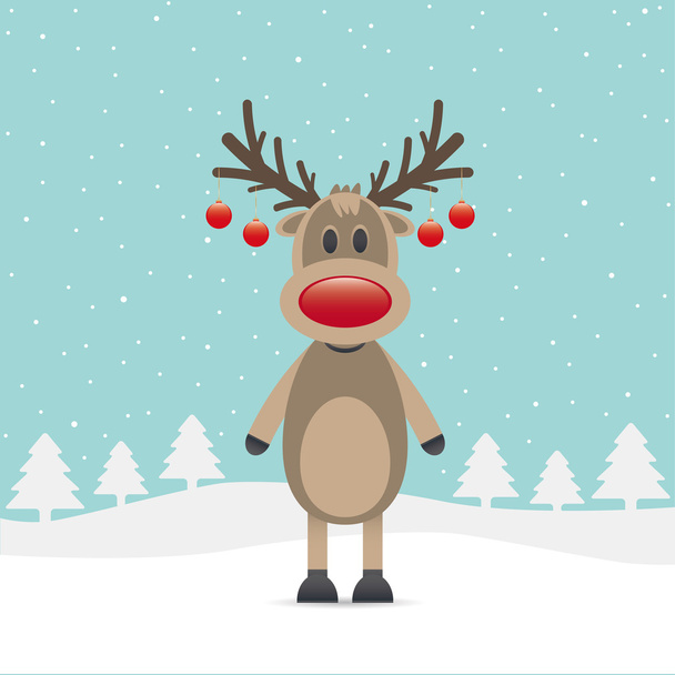 Rudolph red nose christmas ball - Vecteur, image