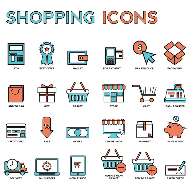 market store goods icons - Διάνυσμα, εικόνα