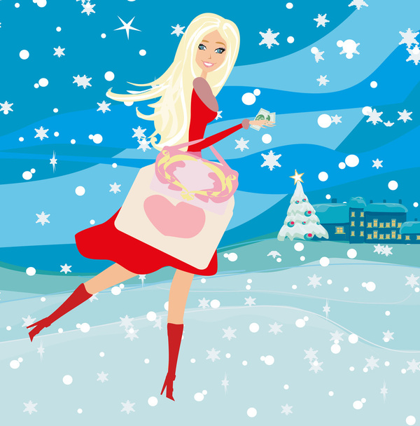 Christmas shopping - winter sale card  - Vector, Image