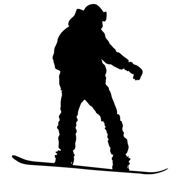 Černé siluety snowboardistů na bílém pozadí. Vektorové illu - Vektor, obrázek