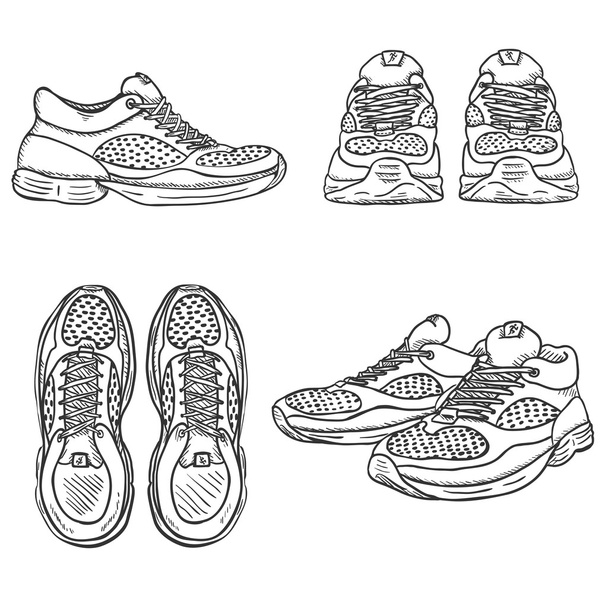 Set of Sketch Running Shoes.  - Vector, Image