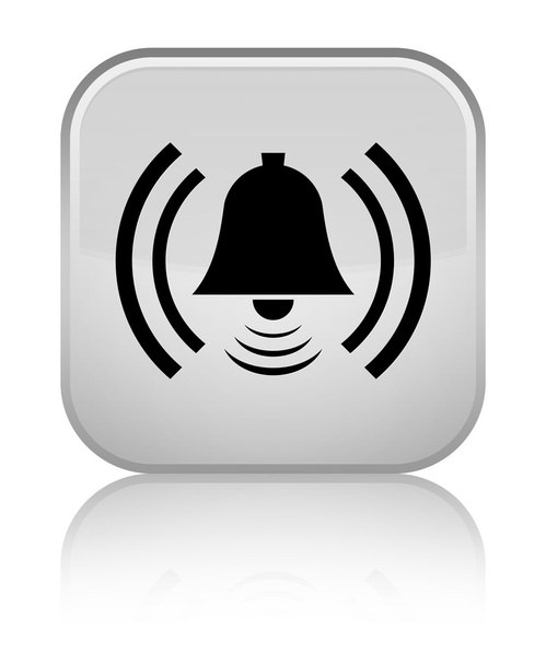 Alarm icon shiny white square button - Photo, Image