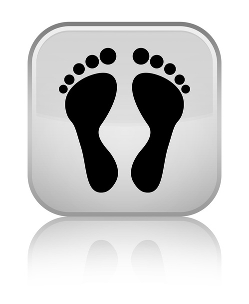 ícone de pegada brilhante botão quadrado branco
 - Foto, Imagem