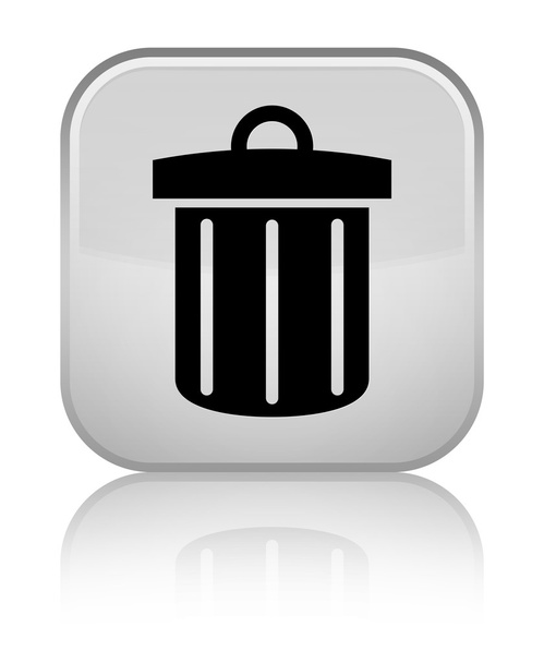Reciclar icono de la papelera brillante botón cuadrado blanco
 - Foto, imagen