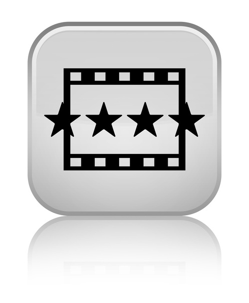 Film reviews glanzend witte vierkante knoop van het pictogram - Foto, afbeelding