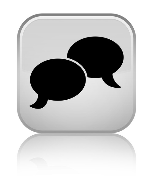 Συνομιλία φούσκα εικονίδιο λαμπερό λευκό τετράγωνο κουμπί - Φωτογραφία, εικόνα