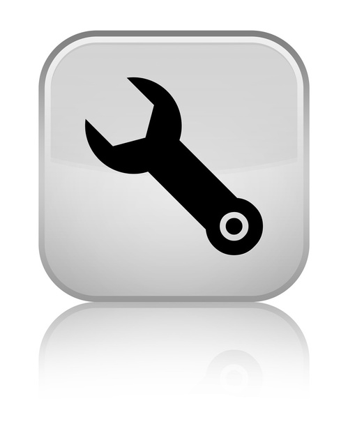 Ícone de chave brilhante botão quadrado branco
 - Foto, Imagem
