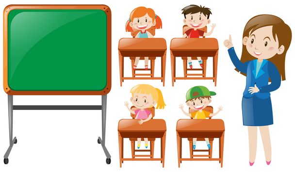 Teacher and students in class - Vector, Image